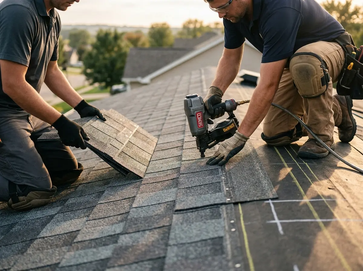 Professional roofer working on a residential roof in Newington Forest